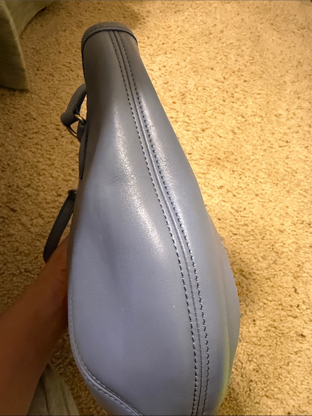 Vintage COACH #9996 periwinkle Leather "Medium Framed Pouch" Handbag - Picture 14 of 16